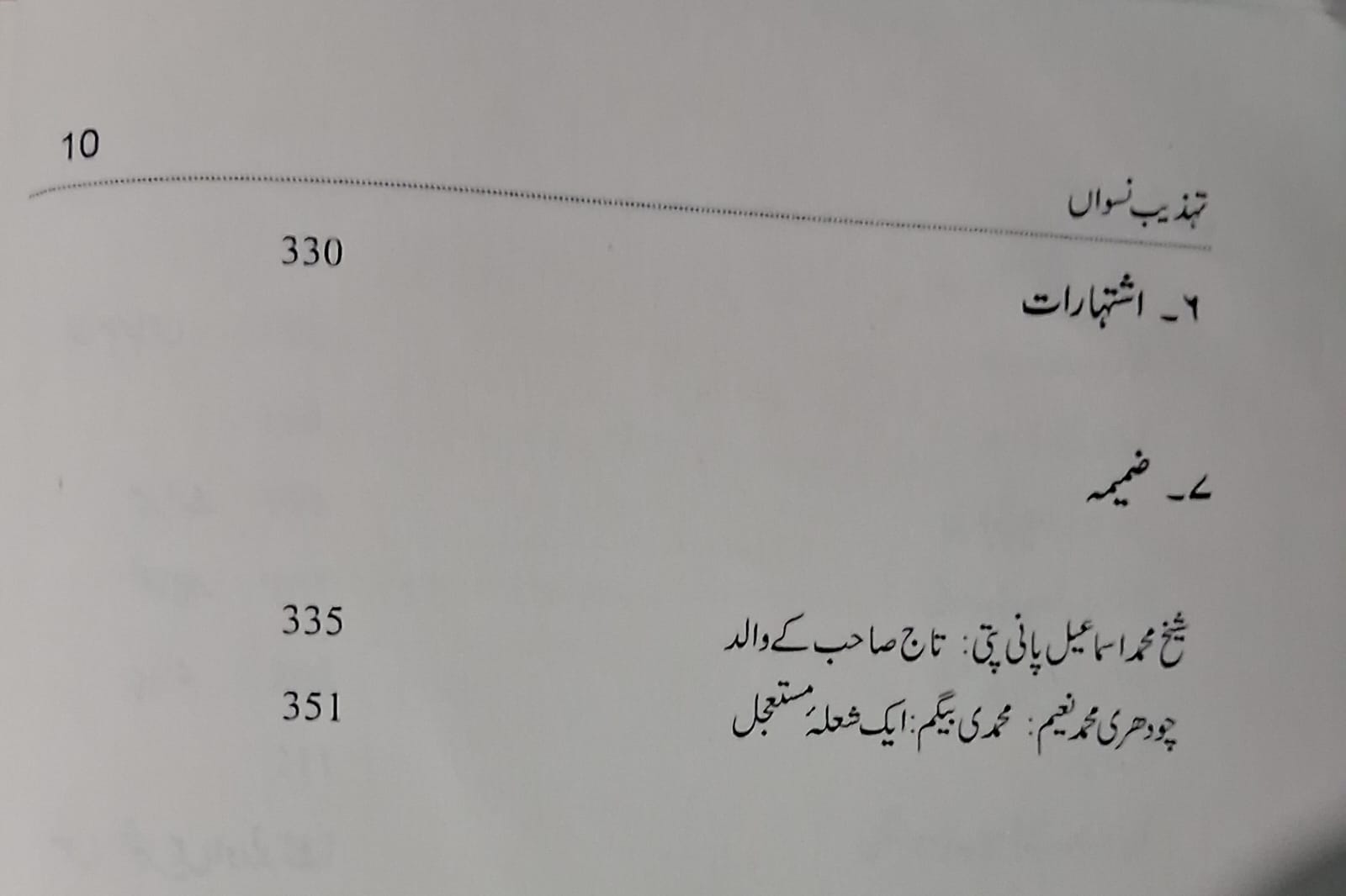 Tehzeeb e Niswan — Contents B 6