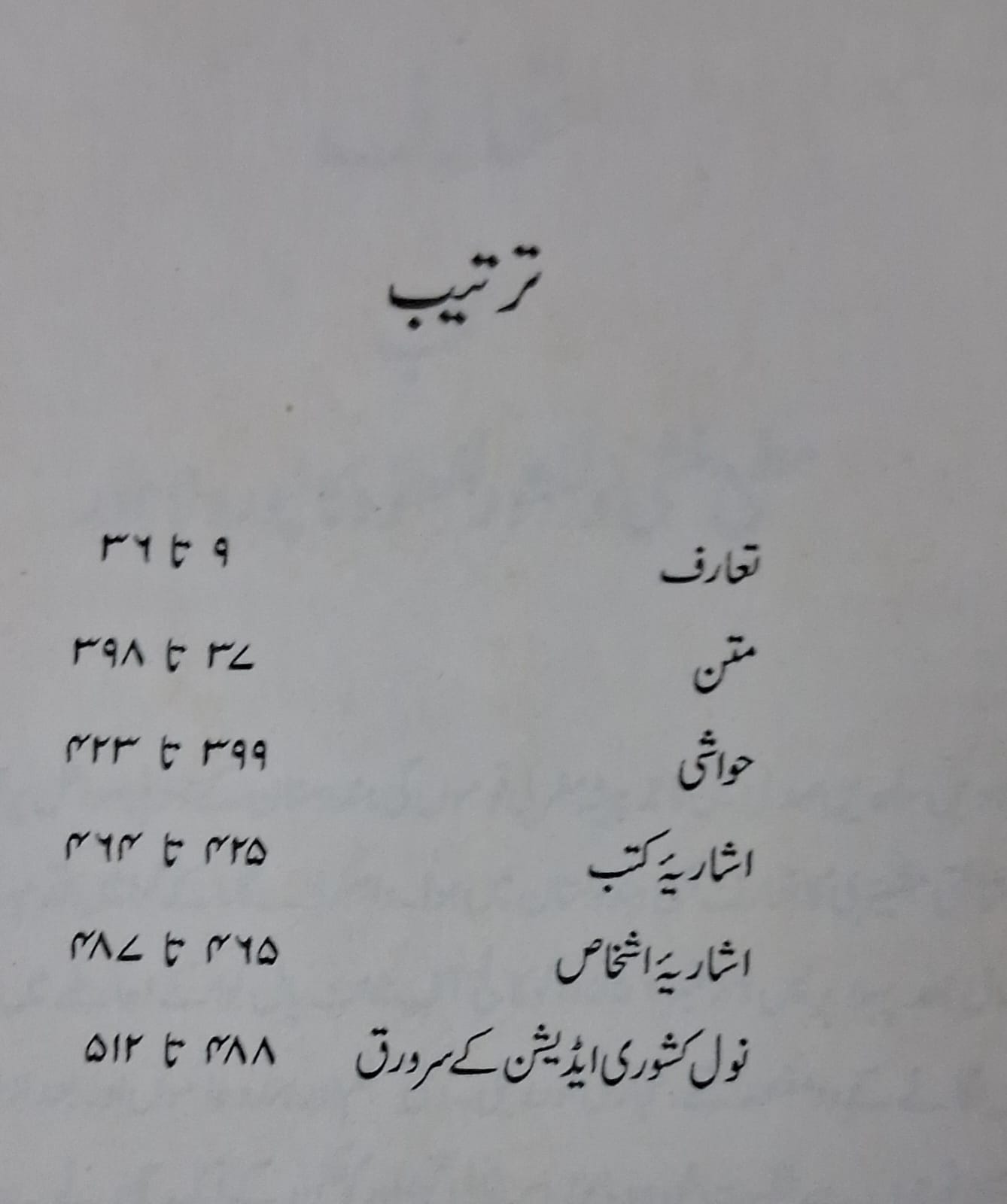 Fahrist-e Kutub Nawalkishore — Contents